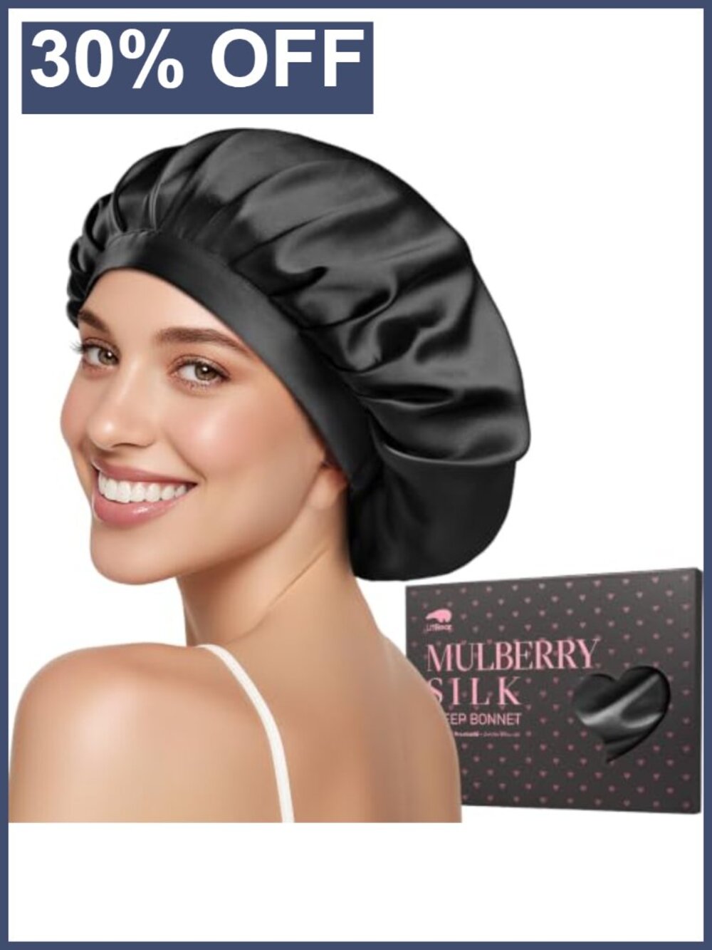 100% Mulberry Silk Bonnet Sleep Cap Adjustable Elastic Hair Wrap